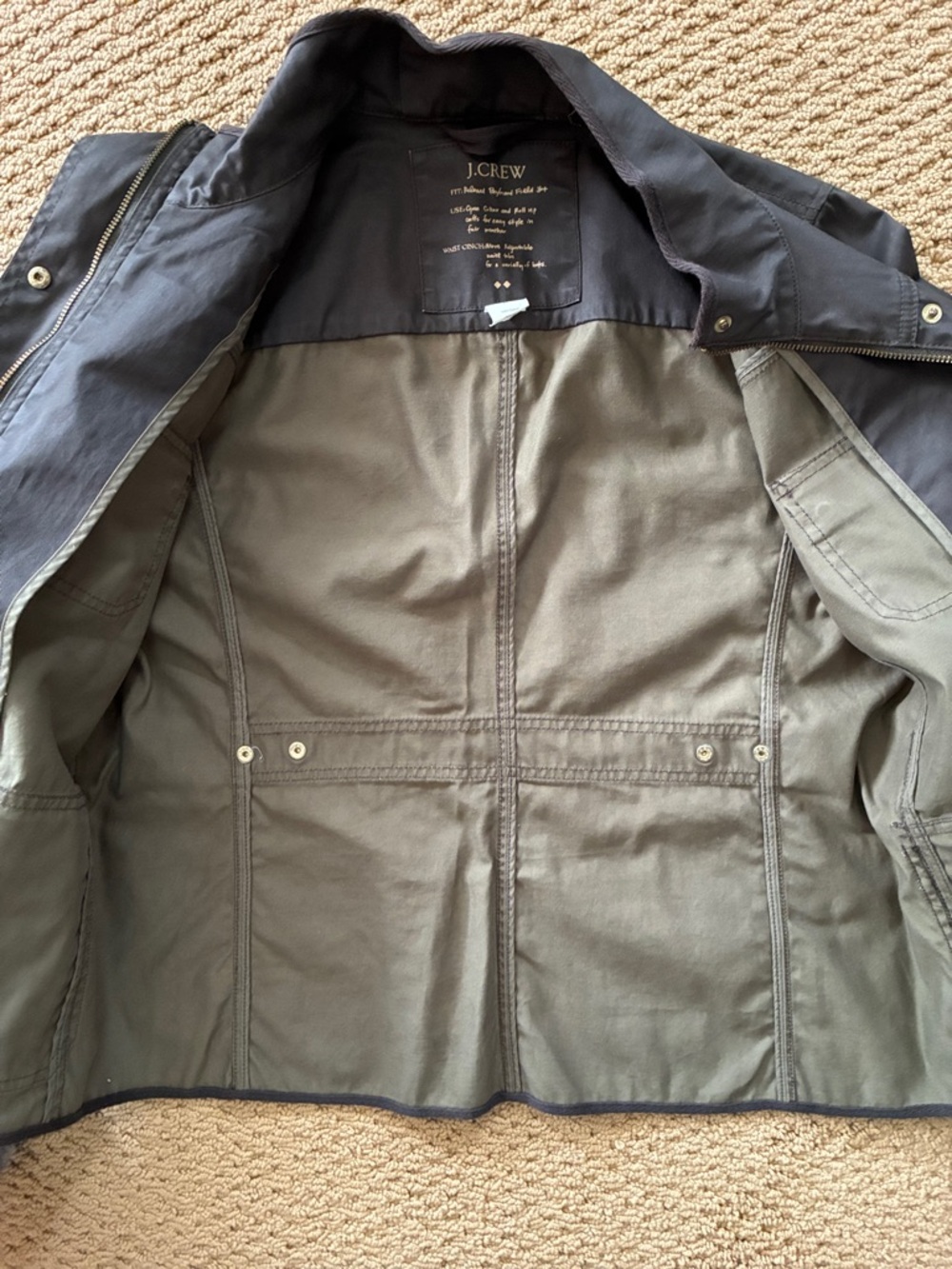 J. Crew Relaxed Boyfriend Field Jacket Olive Green Jacket Sz. Medium - Picture 6 of 12